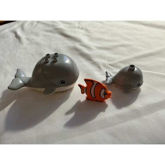 LEGO DUPLO Ocean Animals mommy whale & baby whale & Fish Building Blocks Toy Set - Picture 2 of 2